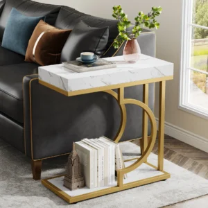 Side Table White &Gold