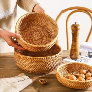 Handwoven Rectangular Rattan Wicker Baskets