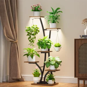 Plant Stand with Grow Lights 6 Tiered Metal Shelf, 45" Tall