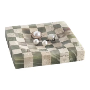 Natural Marble Tray, Checkered